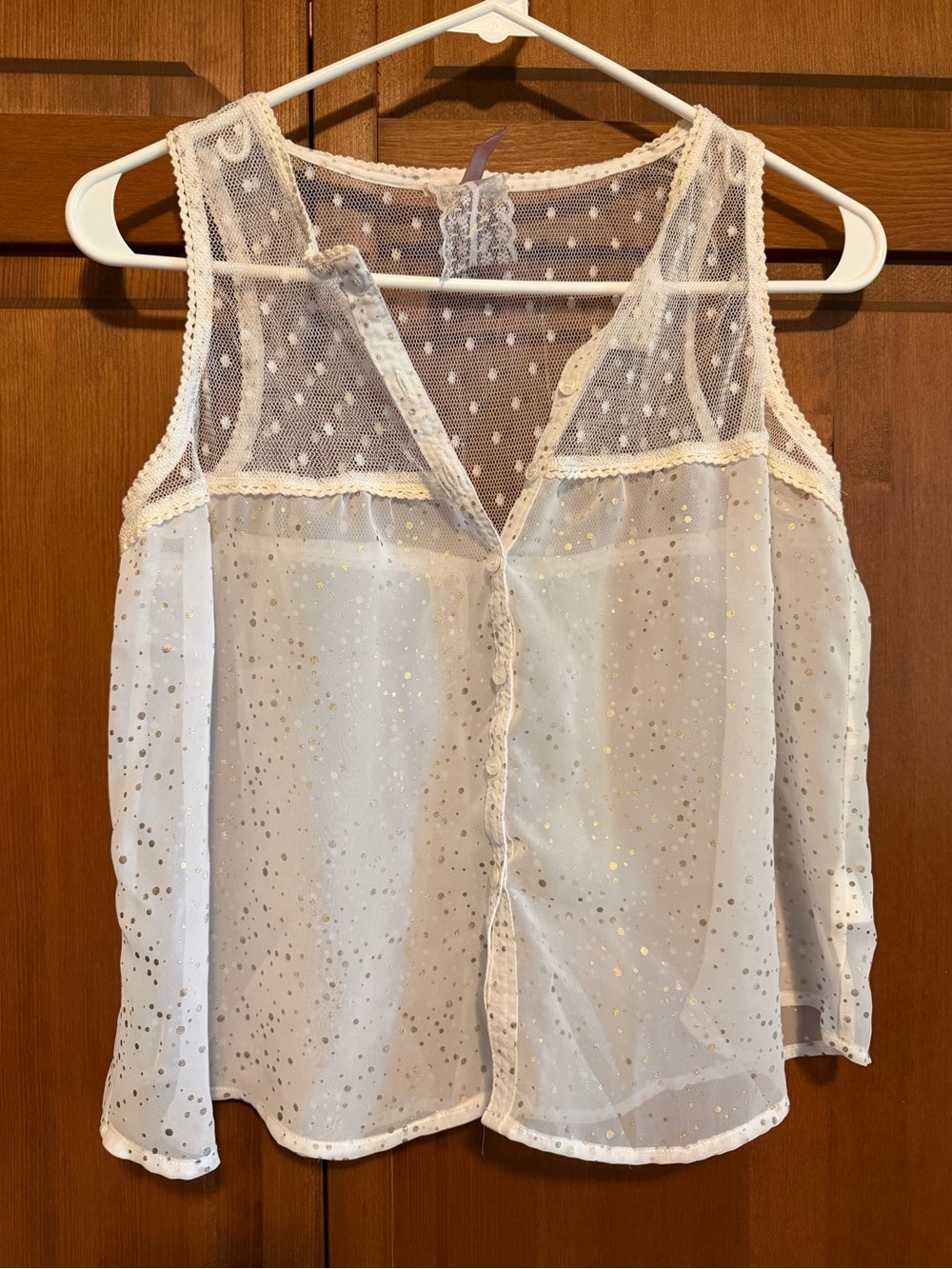 Mauve Ivory Sheer Camisole with Gold Dot Accents